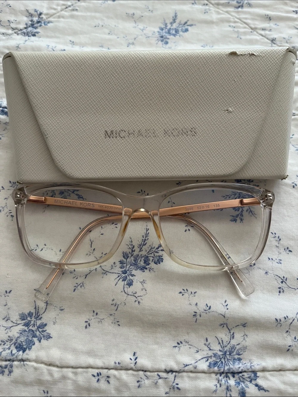 Michael Kors Clear to Amber Gradient Women's Glasses with Rose Gold Temples
